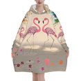thumbnail image 1 of Flamingos And Flowers Print Oversized Blanket Hoodie, Wearable Blanket Adult For Women Men And Teenager, Super Soft Warm Flannel Fluffy Hooded Blankets Sweatshirt With Big Pocket, 1 of 8