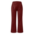 thumbnail image 4 of Women's Linen Wide Leg Pants â Drawstring Elastic Waist Casual Trousers with Pockets, Lightweight Cotton Blend for Summer Beach & Lounging(,S), 4 of 6