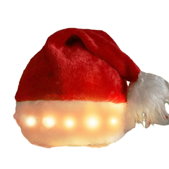 5Pcs/lot LED Light Up Santa Hat Festive Hat with Long-lasting Warm/Colorful Lights for Christmas Party Celebrations