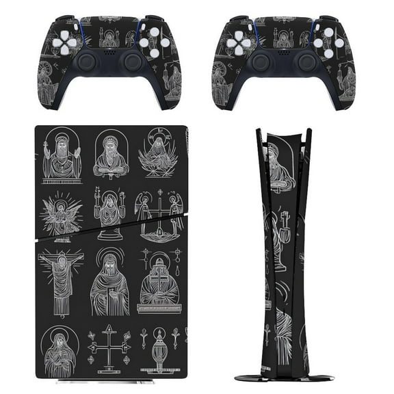 Skin Sticker for PS5 Slim Standard PS5 Pro Disc Digital Edition Console and Controllers Decals for Playstation 5 (Christian Catholic Icon,PS5 Pro Disc Edition)