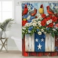 thumbnail image 2 of Small Stall Shower Curtain 36x78 Inch Narrow Half Size Star Stripe Flag Bath Curtains Bathroom Decor Patriotic Red Blue Poppy Flower Bird Waterproof Fabric Shower Curtain Set with Hooks 36 Inch, 2 of 6