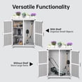 thumbnail image 6 of Outdoor Potting Bench with Metal Work Top,Waterproof Garden Storage Cabinet, Wooden Garden Work Bench with Adjustablev Shelves & Double Doors for Backyard, Patio, Lawn Gardening, Grey/Wood Color, 6 of 8