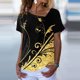 thumbnail image 4 of Moda mujer Casual pantalones cortos manga cuello sesgado impreso señoras Tops blusa Pompotops ulkah936805, 4 of 5