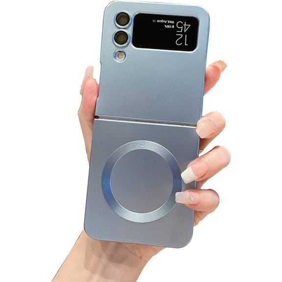 Magnetic Case for Samsung Galaxy Z Flip 5 Case [Compatible with MagSafe] Camera Protection Soft Silicone Anti-Fingerprint Anti-Scratch Shockproof Case for Women Men, Blue