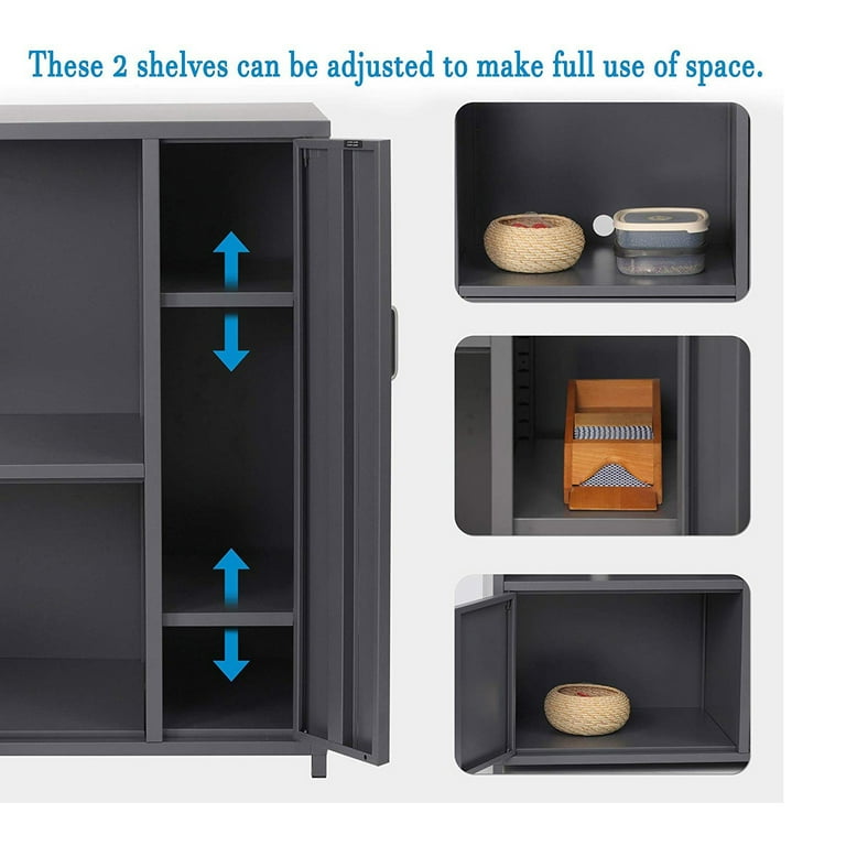 KARMAS PRODUCT Microwave Cabinet Stainless Steel Kitchen Storage Organizer with Shelf and 2 Doors, Gray KARMAS PRODUCT Microwave Cabinet Stainless Steel Kitchen Storage Organizer with Shelf and 2 Doors, Gray