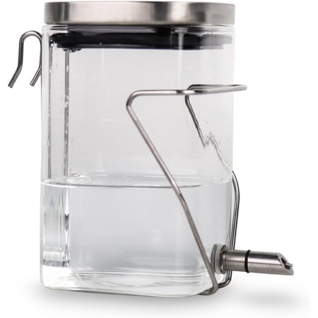 ABCISI Non Drip Guinea Pig Water Bottle, Rabbit Glass Waterer, Stainless Steel Nozzle Anti-Bite Water Dispenser for Small Animal, Bunny, Chinchilla, Hamster, Sugar Glider and Rat(20.2oz)