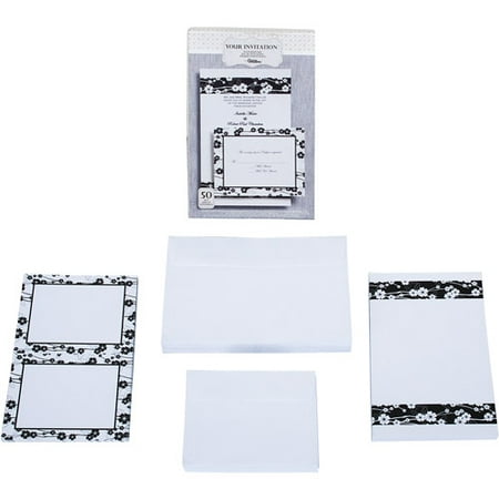 Your Invitation Black & White Cherry Blossom Invitation Kit, 50 Count