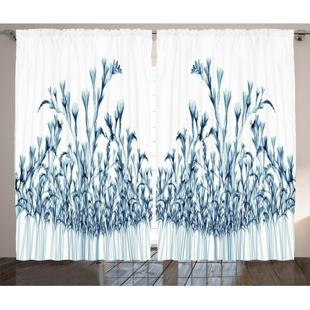 Rod Pocket Top And Bottom Curtains Xray Flower Decor Curtains 2 Panels Set, Various Sized Flowers In Nature Bottom To Top X-Ray Image Creative Decorative Art, Living Room Bedroom Accessories, By Ambesonne ()