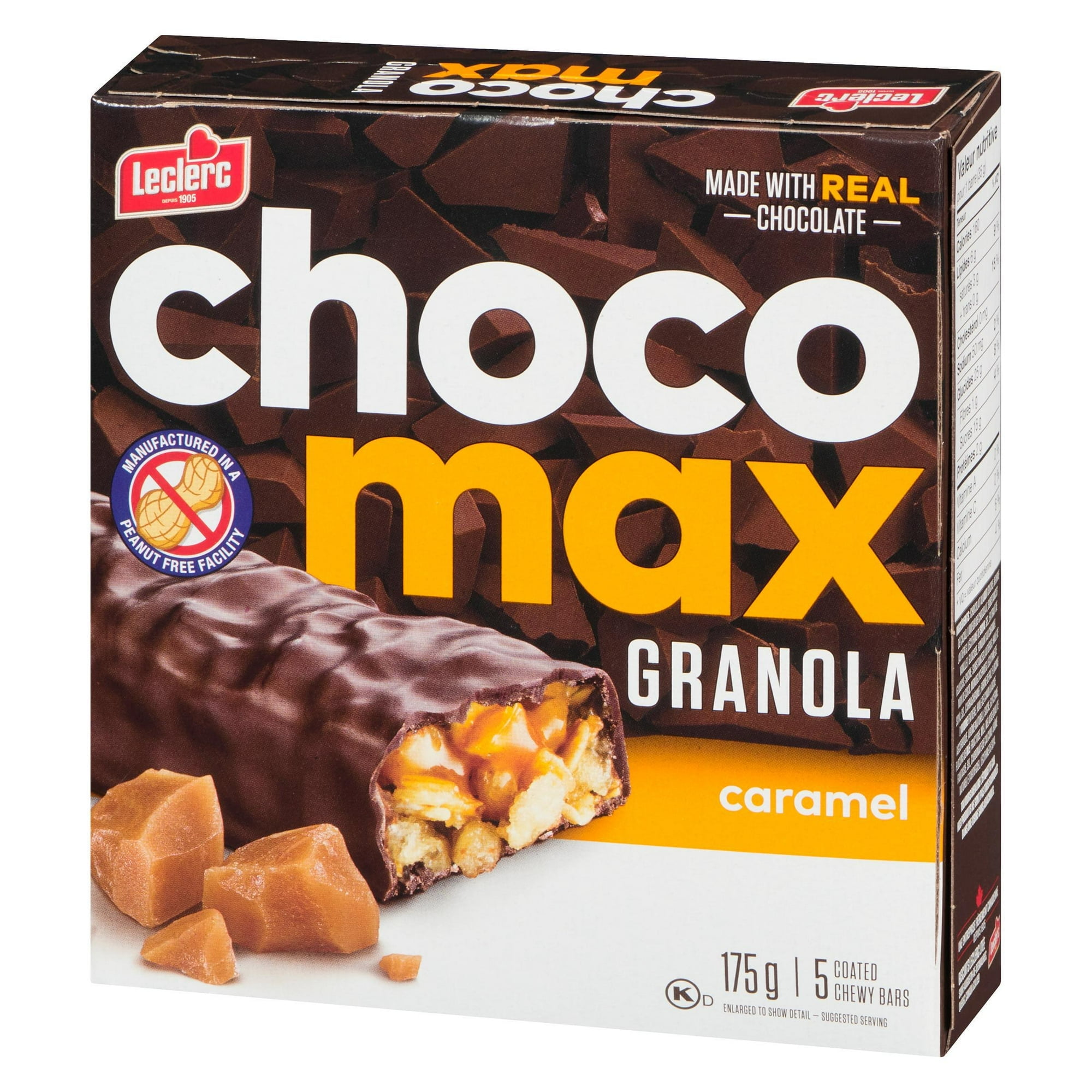 Leclerc Chocomax Caramel Granola Bars, 175g/5 coated chewy bars