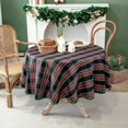 thumbnail image 6 of Christmas Blue Plaid Waterproof Tablecloth – Classic Woven Check Design – Holiday Dining Table Cover for Xmas Parties, Stain-Resistant & Durable, 60" Round, 6 of 6