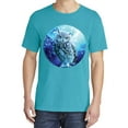 thumbnail image 2 of Wild Bobby, Cute Nocturnal Snow Owl Winter, Animal Lover, Garment-Dyed Washed Look Short Sleeve T-Shirt, Blue Lagoon, Small, 2 of 3