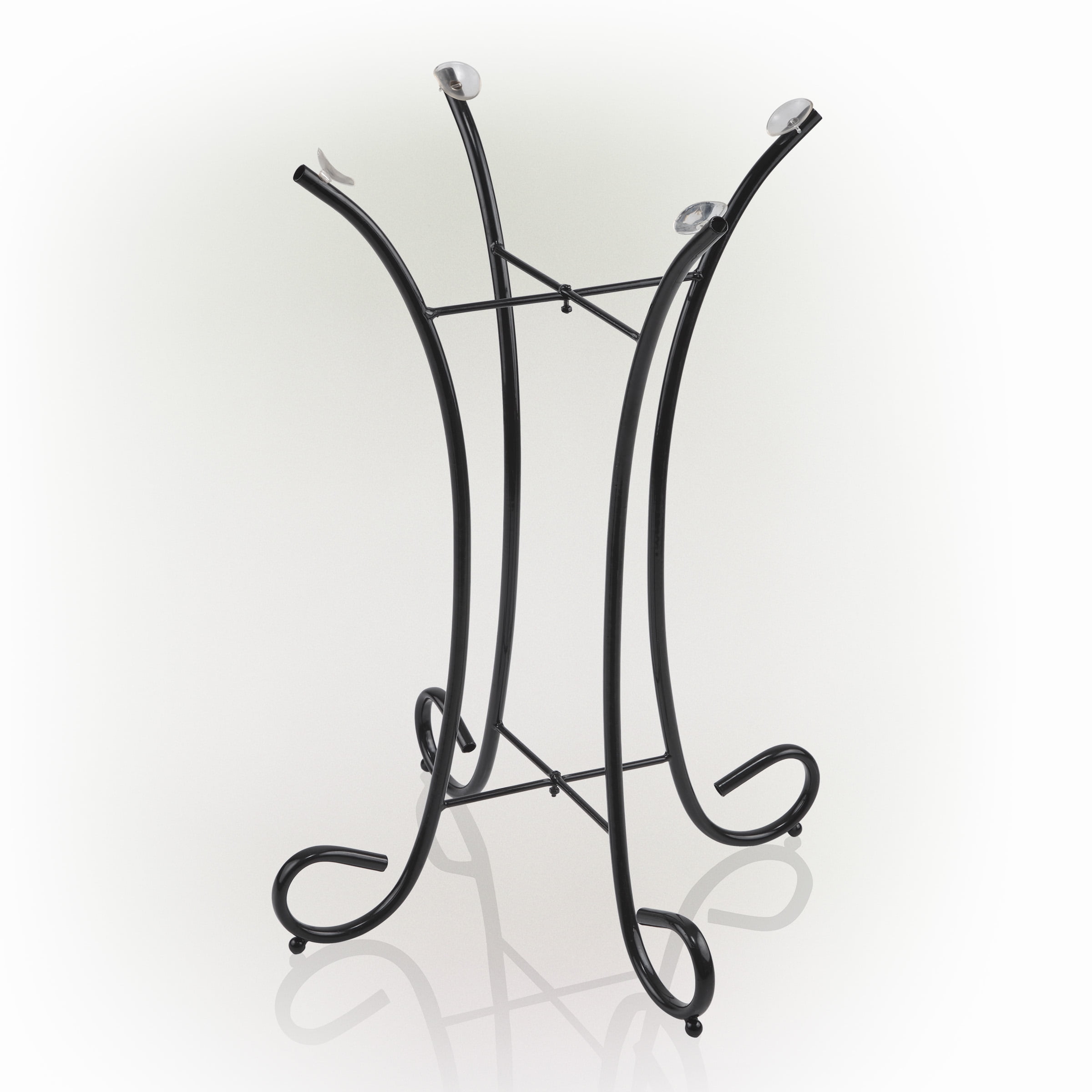 Alpine Corporation 25-Inch Foldable Metal Outdoor Bird Bath Stand, Black
