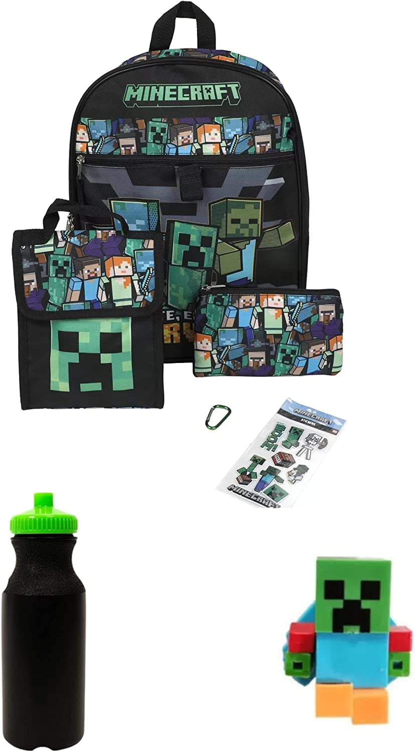 Minecraft Backpack Set with Lunch Box for Boys & Girls, 16 inch, Value