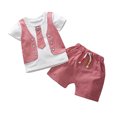 thumbnail image 2 of Ensemble pour Bébé Haut Rayé et Short Vêtements Bébé Garçon Ensemble d'Été Tenues d'Été Garçon, Rouge, 90 cm, 2 of 5