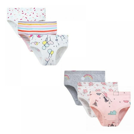 

BULLPIANO Little Girls Soft Cotton Underwear Kids Breathable Comfort Panty Briefs Toddler Undies(Pack of 6)
