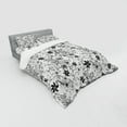 thumbnail image 3 of Ambesonne Floral Bedding Set 3 Pcs, Leaves Twirls Swirls Bud, Twin XL, Black and White, 3 of 3