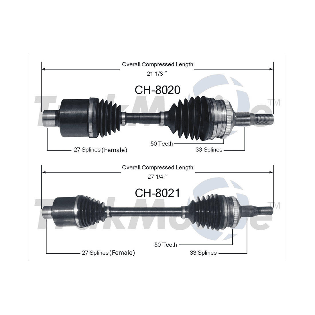 TrakMotive Front CV Axle CV Joint Shaft Assembly For Chrysler Concorde 1996 1997 For Chrysler