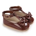 thumbnail image 5 of LYHaoo Toddler Kids Girls Soild Bowknot Princress Shoes Soft Sole The Floor Barefoot Non First Prewalker Shoes Sizes 4 Brown(Toddler), 5 of 6