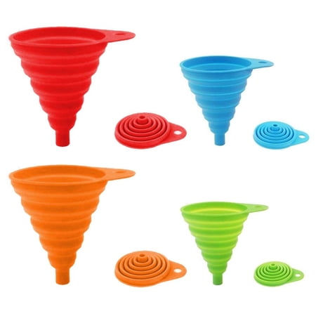 SHAR 4 Pack Collapsible Silicone Funnels, Flexible/Collapsible/Kitchen ...
