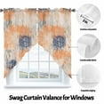 thumbnail image 5 of Swag Curtains Valances for Windows, Orange Abstract Texture Short Kitchen Window Curtains Over Sink, Modern Retro Mottled Cafe Curtains Panel Set Of 2,Rod Pocket, 36 Inches Length Blue Beige, 5 of 8