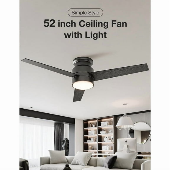 Warmiplanet 52" Black Ceiling Fan with LED Light and Remote Control