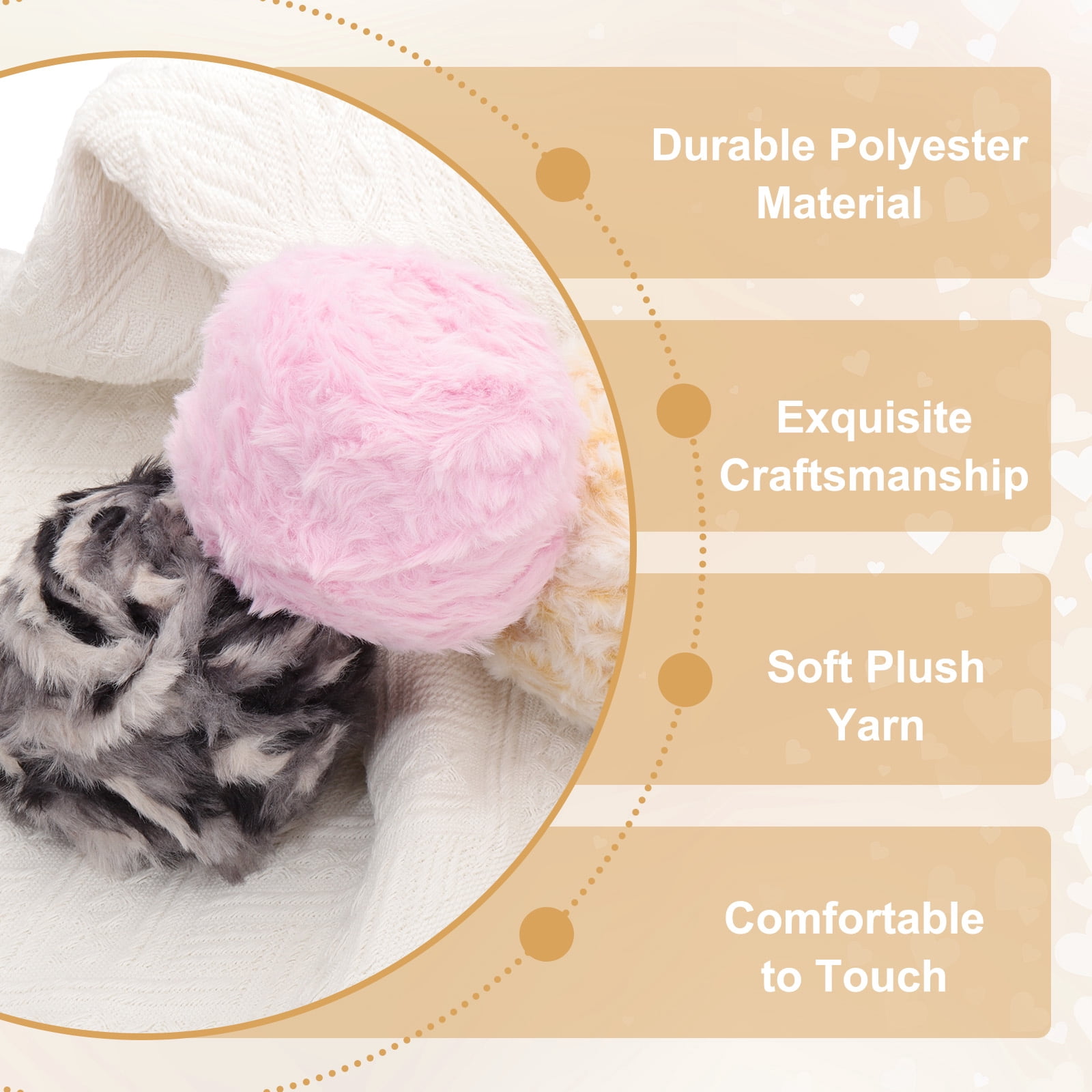 Uxcell Fur Yarn, Soft Plush Fluffy Chunky Polyester Faux Fur Eyelash Yarn for Crocheting Hand Knitting Blanket Hats Crochet Crafting Blue White