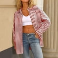 thumbnail image 3 of biudgviw Button Down Shirts for Women Long Sleeve Oversized Blouse Striped Casual Collared Tunic Tops with Pocket for Work Office, 3 of 6