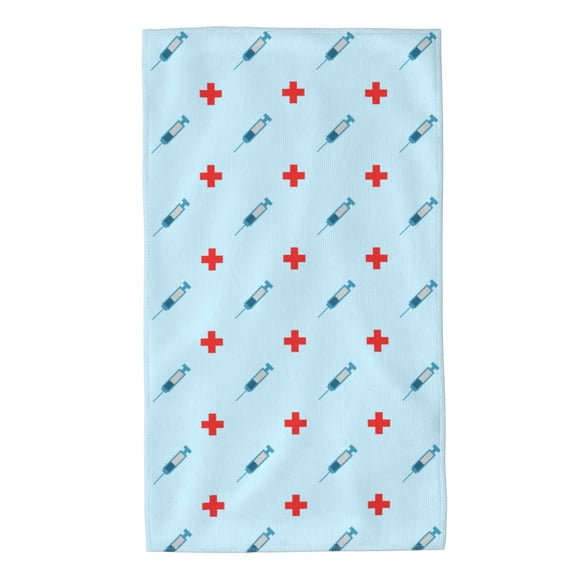Fotbe Syringe And Red Cross Toalla Premium con Patrón, Toalla de Microfibra de Secado Rápido, Ligera y Altamente Absorbente (27.5x16in), Ideal para Uso Diario