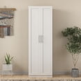 thumbnail image 2 of GAKMCIL 70.87" Armoires/Wardrobe, Floor Storage Cabinet, Kitchen Cabinet, Bathroom Cabinet, Storage Shelving Cabinet with 2 Doors, 3 Partitions & 4 Storage Spaces(23.62"L x 16.93"W x 70.87"H) (White), 2 of 10