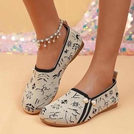 Women s Flats Shoes Comfortable Dressy Pointed Toe Knit Washable Ballet Flat Black 7.5