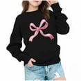 thumbnail image 3 of Girls' Valentine's Day Sweatshirt Long Sleeve Crew Neck Pullover Bow Print Festive Casual Top (1-12 Years), 3 of 7