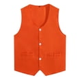 thumbnail image 2 of Runhomal Kids Boys Girls Buttons Volunteer Activity Vest Solid Color Sleeveless Waistcoat Party Orange M, 2 of 5