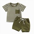 thumbnail image 5 of Boys Summer Outfits Toddler Boy Clothes Baby Summer Outfit Stripes Top T-shirt & Pocket Pant Set 2 Piece, 5 of 5