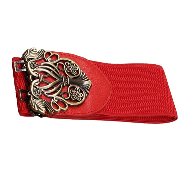Cinturón para mujer Minnieouse Estiramiento Estilo vintage Universal con hebilla Correas anchas Cinturones rojo bronce AP009908-06