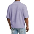thumbnail image 5 of Qwertyu Men's Quarter Zip Up Tshirts Short Sleeve Collared Waffle Shirts Solid Color Loose Fit Casual Pullover Tops Purple 2XL, 5 of 7