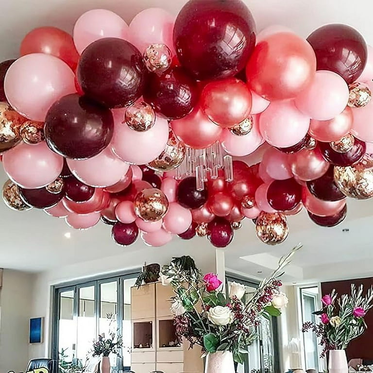 PartyWoo Burgundy Balloons 100 pcs Wine Red Balloons Different Sizes Pack of 18 Inch 12 Inch 10 Inch 5 Inch Maroon Balloons for Balloon Garland or
