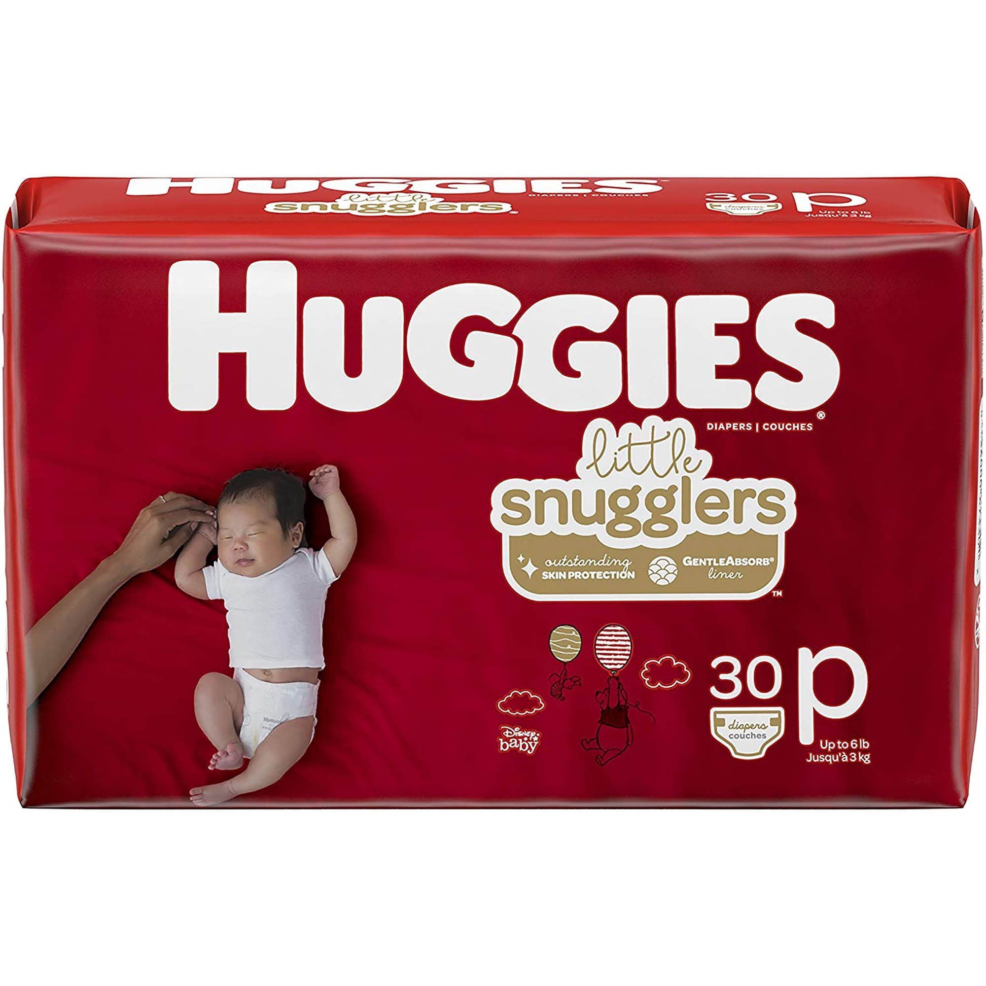 Huggies Little Snugglers Diapers, Preemie (Up to 6 Pounds), 30 Count
