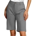 thumbnail image 2 of Women's Bermuda Shorts Lightweight Hiking for Running Athletic Camping Travel Golf High Waisted Knee Length with Pockets Gray M, 2 of 6