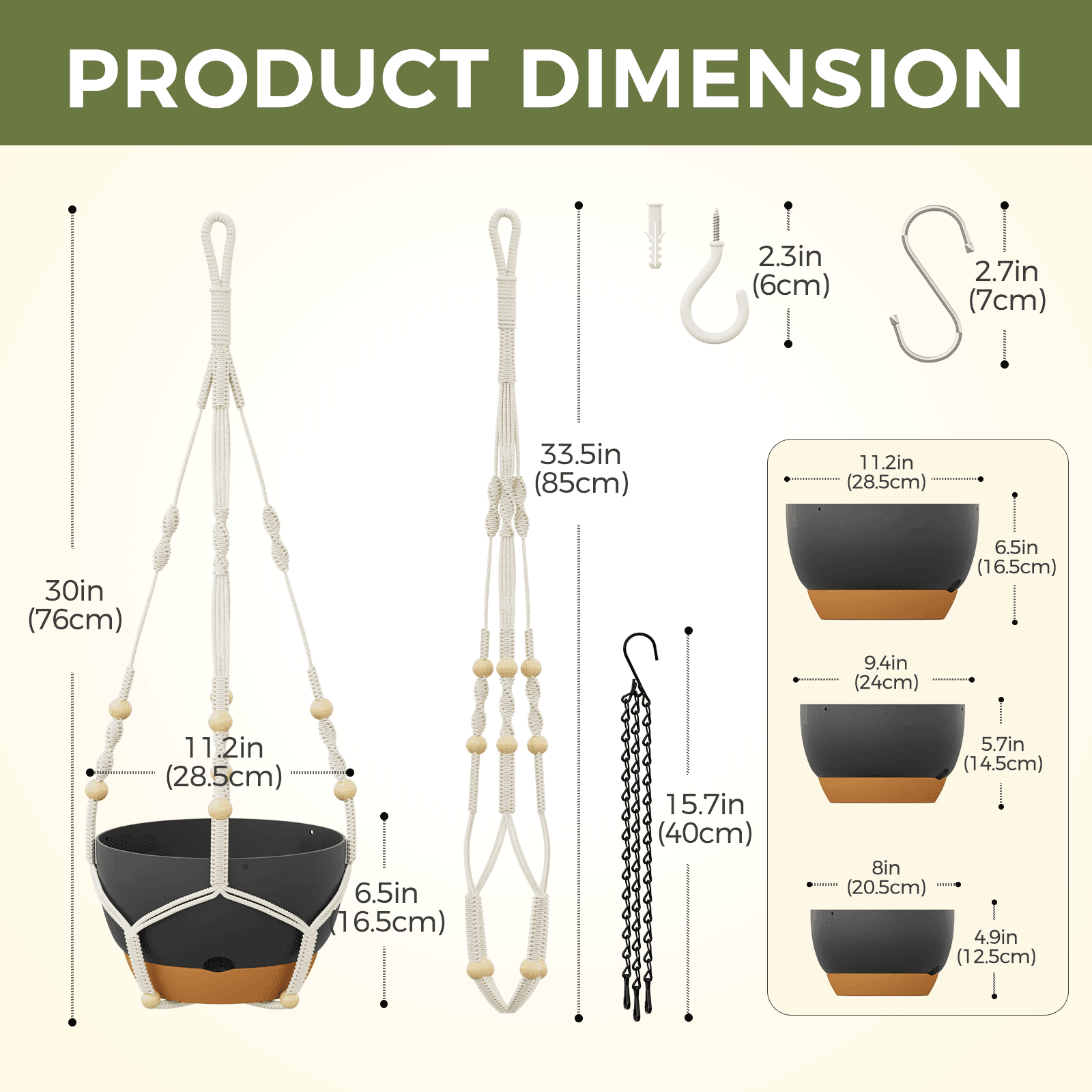 10 inch Plant Pot Hanging Planters Self Watering Pots for Indoor Plants, 3 Pack Plastic Hanging Basket with Removable Tray for Home Garden Porch Balcony Patio Decor,black