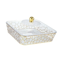 WeiLaiKeQi Serving Tray Food Storage Container Multipurpose Holder Dish with Lid for Events Gold and Small