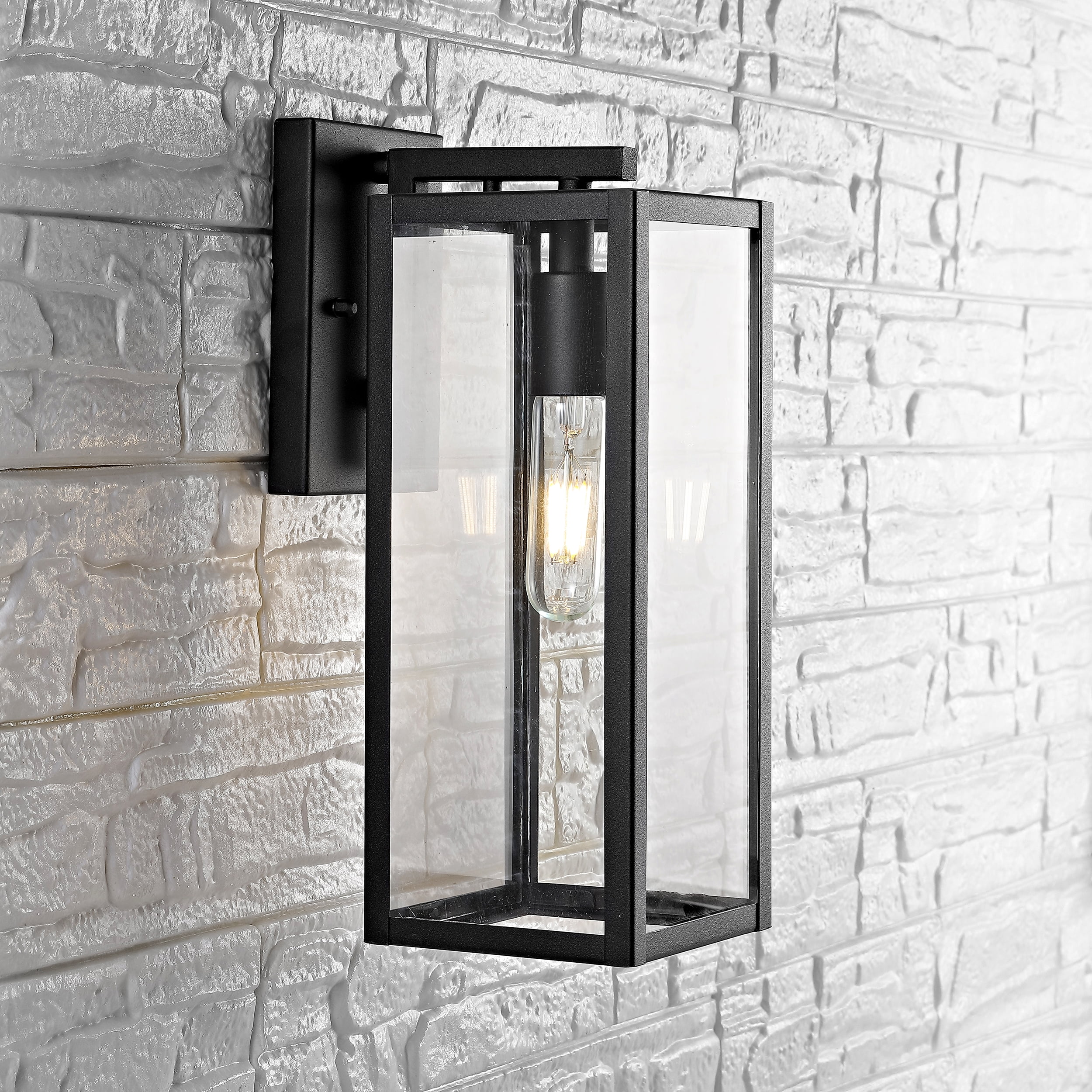 SAFAVIEH Norsan LED Black Iron Outdoor Wall Sconce with Clear Glass Shade
