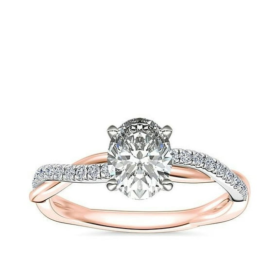 2.20 Ct Oval Cut Moissanite Diamond Shiny Engagement Ring for Women Solid 14K Rose Gold Size 7 by Diamond-Capitals (D/VVS1)