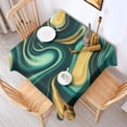 thumbnail image 2 of Teal Gold Marble Pattern Square Tablecloth,Waterproof Square Table Cover,Wipeable Spillproof Washable Table Cover for Home Kitchen Party Decor 52"x52"(132x132cm), 2 of 6