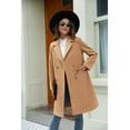 thumbnail image 5 of Womens Fall WinterNotched Lapel Collar Double Breasted Pea Coat Wool Blend Over Coats Long Jackets, 5 of 6
