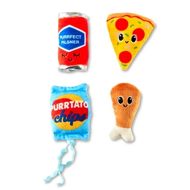 Vibrant Life Pizza Purrty Plush Catnip Filled Cat Toys, 4 Pack