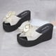 thumbnail image 1 of Sandalias Mujer Casual Peep Toe High Chunky Wedge Heels Shoes Lace Bow Slippers Wmkox8yii ytu4412, 1 of 8