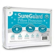 Set of 2 Travel Size SureGuard Pillow Protectors - 100% Waterproof, Bed Bug Proof, Hypoallergenic - Premium Zippered Cotton Terry Covers