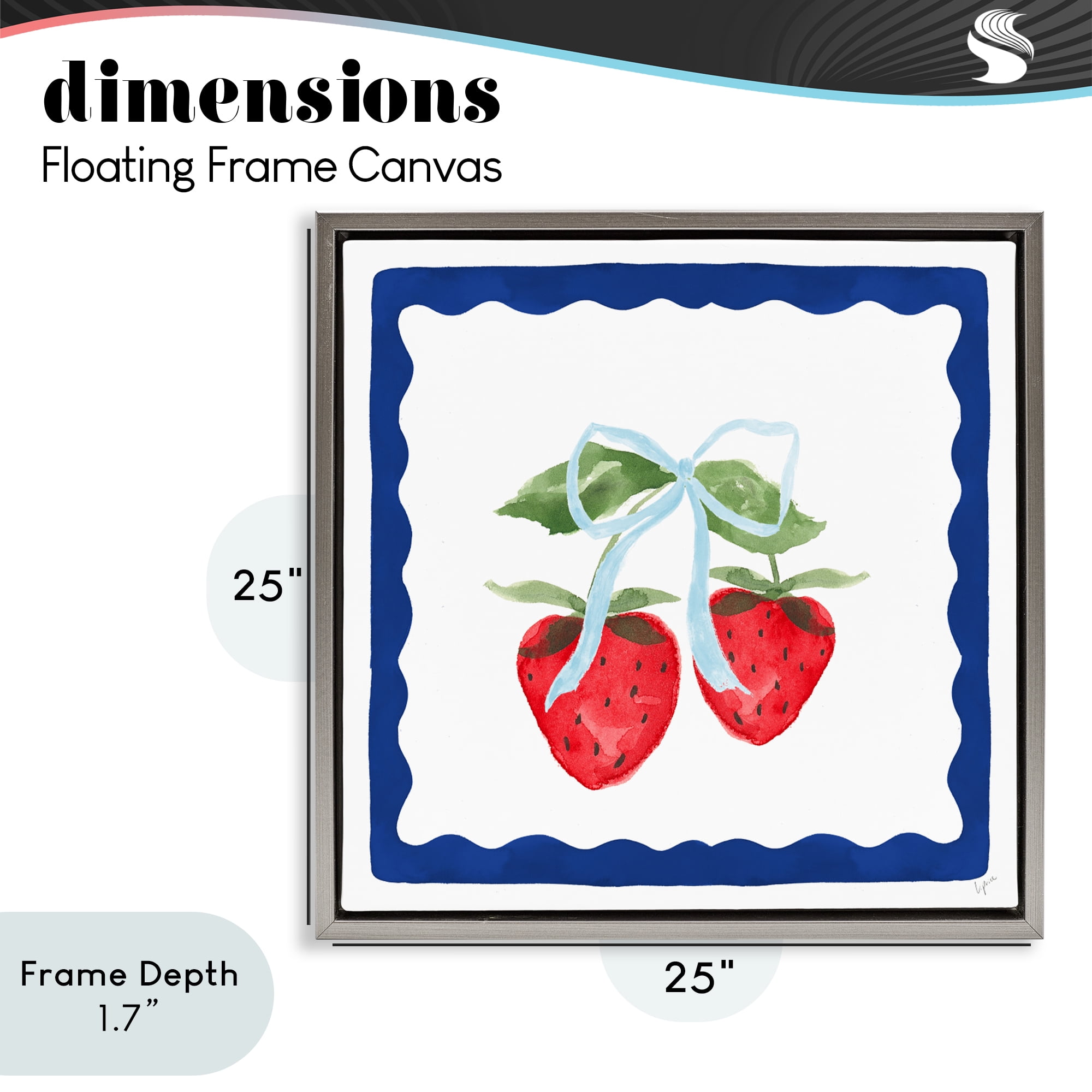 Stupell Industries Summer Bordered Strawberries Gray Framed Floater Canvas Wall Art, design by Lucille Price