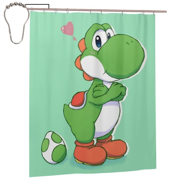 Cortina de ducha Yoshi, juego de cortinas de ducha con dibujos animados encantadores para niños, niñas, dormitorio universitario, baño, accesorios de decoración de bañera a prueba de agua con 12
