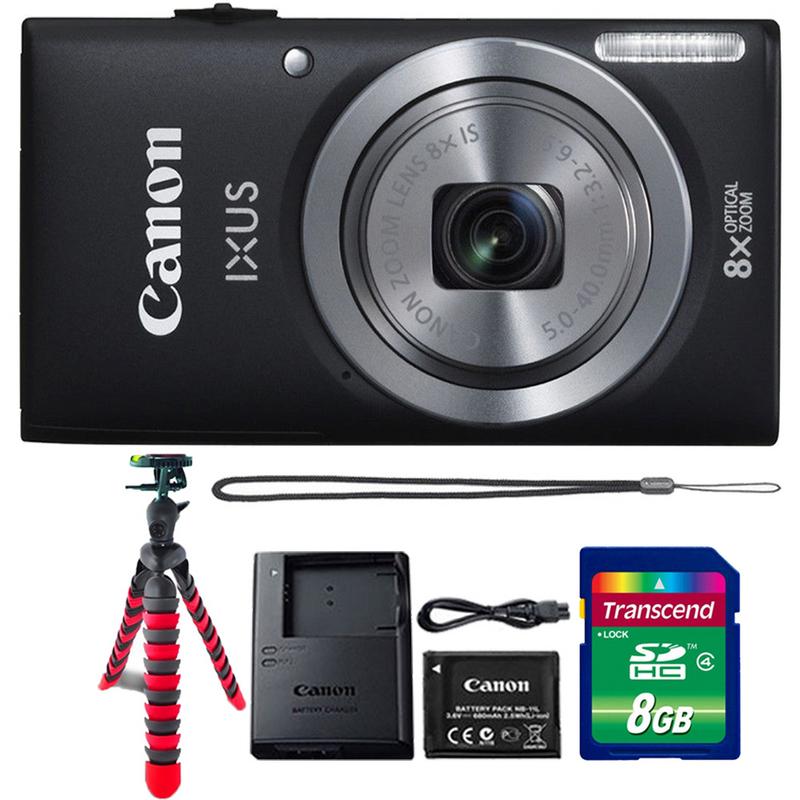 Canon Powershot Ixus 185 / ELPH 180 20MP Compact Digital Camera Black with 8GB Memory Card and